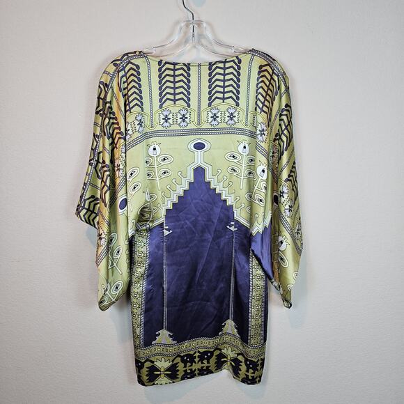 Mara Hoffman Y2K Silk Dress Shift Kimono Mini Short Art Deco Designer Womens M - Picture 15 of 16
